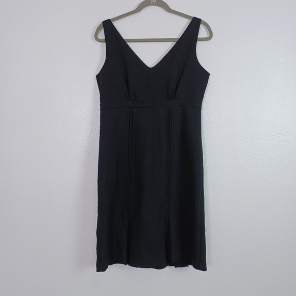ALLEGORY Wool V Neck Pleated Black Dress Women’s Size 6 - Picture 2 of 16